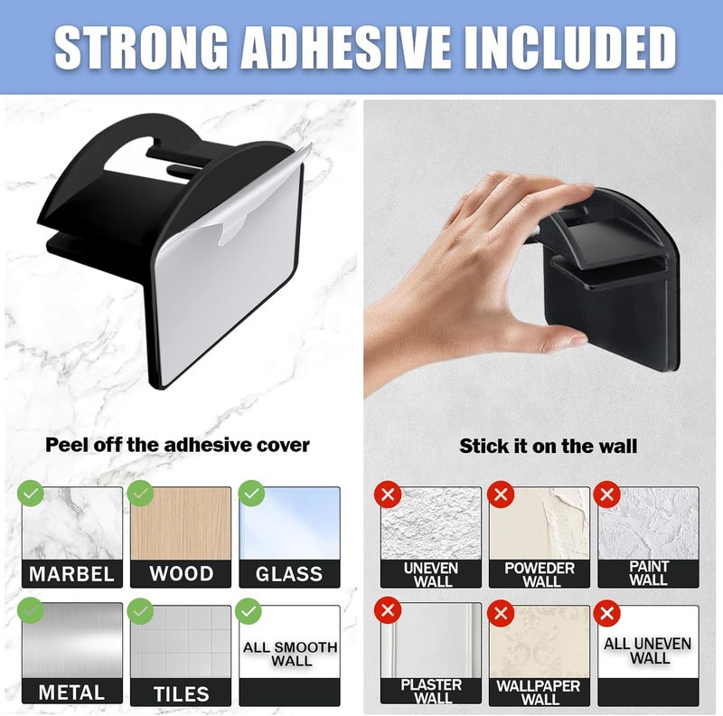 BRATEAYA Adhesive Hat Hooks for Wall– Extra Large Hat Rack for Baseball Cap, Ball Cap Holder for Home Decor, Hat Organizer No Drilling for Walls/Closets, Double Hanging & Minimalist Display, 10 PACK (Black) - Image 4